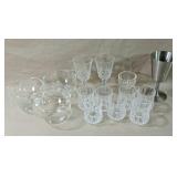 Seven Crystal Shot Glasses, And A Steel Goblet