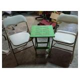 Two Folding Chairs With Folding Plastic Table