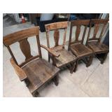 4 Stunning Fiddle Back Wood Chairs