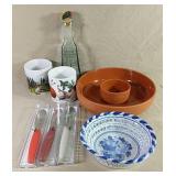 Kitchen Lot Includes Ceramic Chip And Dip Bowl,