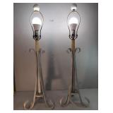 Pair of Wrought Iron Lamps Measure 31in Tall