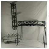 Wrought Iron Lot Includes Plant Stand, Hanging