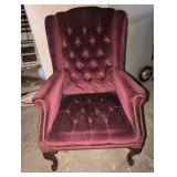Beautiful Red Velvet Tufted Wingback Armchair