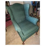 Richly Coloured Clawfoot Wingback Arm Chair