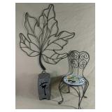 Garden Decor Lot Includes Small Metal Chair Great