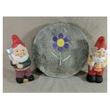 Garden Lot Includes Two Happy Gnomes With Cement