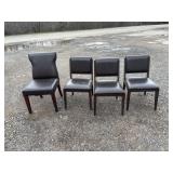 Set of 4 Dining Chairs ï¿½ Dark Wood & Brown