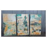Set of 3 Modern Canvas Wall Art Panels with Text