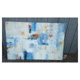 Large Abstract Canvas Wall Art in Blue and