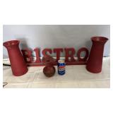 Decor lot featuring a wooden ï¿½BISTROï¿½ sign, two