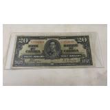 Vintage Bank of Canada twenty dollar banknote