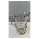 Uranium Clear pressed glass pitcher with handle