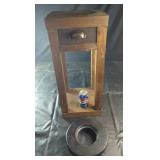 Wooden Side Table with Drawer and Decorative