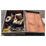 Wooden crate-style box with carry handle,