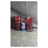 Red Glass Vases ï¿½ Decorative PairPair of red