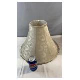 Decorative fabric lamp shade featuring a subtle