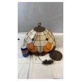 Vintage stained glass hanging light fixture with