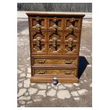 Solid wood vintage Bassett dresser featuring a