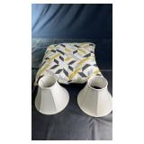 Pair of small lamp shades with a decorative