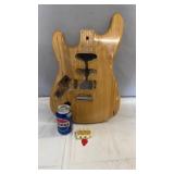 Solid wood electric guitar body project piece in