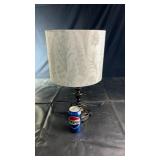 Table lamp with decorative base and fabric shade