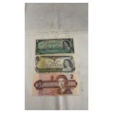 Collection of Canadian paper currency including