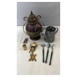 Mixed decor and garden accessory lot including