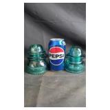 Blue Glass Insulators Pair of blue glass