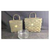 Woven Storage Baskets with Glass DishSet