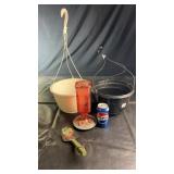 Mixed lot including two hanging buckets/planters