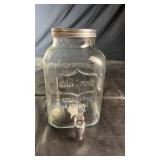 Glass beverage dispenser jar with metal screw-on