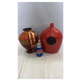 Pair of decorative ceramic vases featuring bold