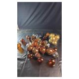 Copper & Gold Tone Christmas Ornaments with Glass