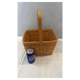 Rectangular woven wood basket with a sturdy