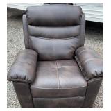Brown leather-style rocking recliner chair with