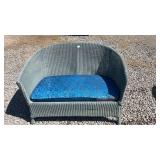 Grey resin wicker loveseat/settee with curved