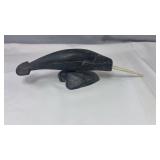 Soapstone Narwhal Sculpture with Carved Tusk,