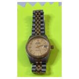Rolex style wristwatch with two-tone