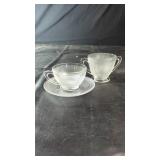 Dominion Glass Saguenay Cup, Saucer & Sugar