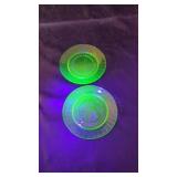 Pair of Uranium Glass Bread & Butter DishesSet