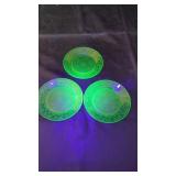 Uranium Glass Bread & Butter PlatesSet of three