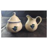 Blueberry Pattern Sugar and Creamer SetCeramic