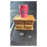 Wooden Jewelry Box & Costume JewelryWooden