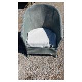 Grey resin wicker patio armchair with rounded