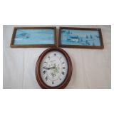 Country Decor Prints and Wall ClockWood-framed