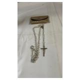 Vintage rosary featuring iridescent beadwork,