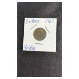1963 British Six Pence Coin1963 British six