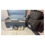 Vintage Fishing Carry Case, Bait Bag & Tackle