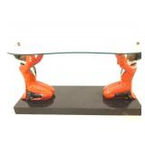 Antique Figural glass top coffee table