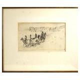 Edward Borein etching - Navajo Visitors